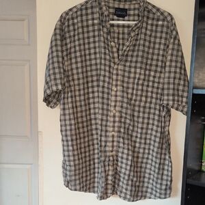 Basic Editions Men's Checkered Button-Down Shirt - Black and White